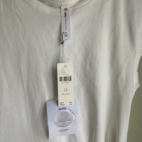 Anthropologie Daily Practice White Jersey Dress Asymmetrical Dress Petite S NWT - Picture 4 of 8